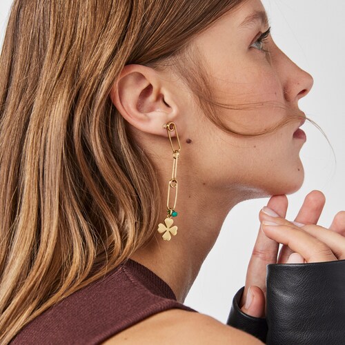 Boucles d&rsquo;oreilles TOUS Good Vibes longues en Argent Vermeil et Pierres Pr&eacute;cieuses