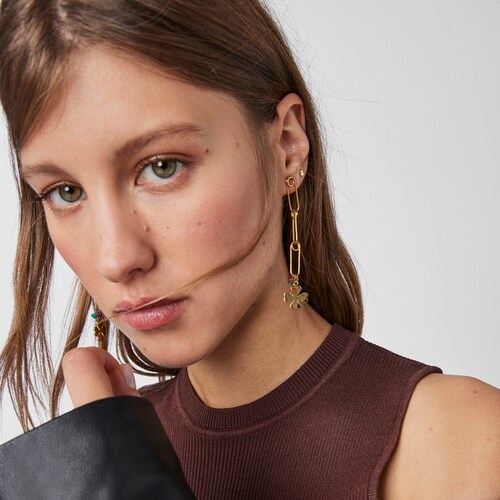 Boucles d&rsquo;oreilles TOUS Good Vibes longues en Argent Vermeil et Pierres Pr&eacute;cieuses