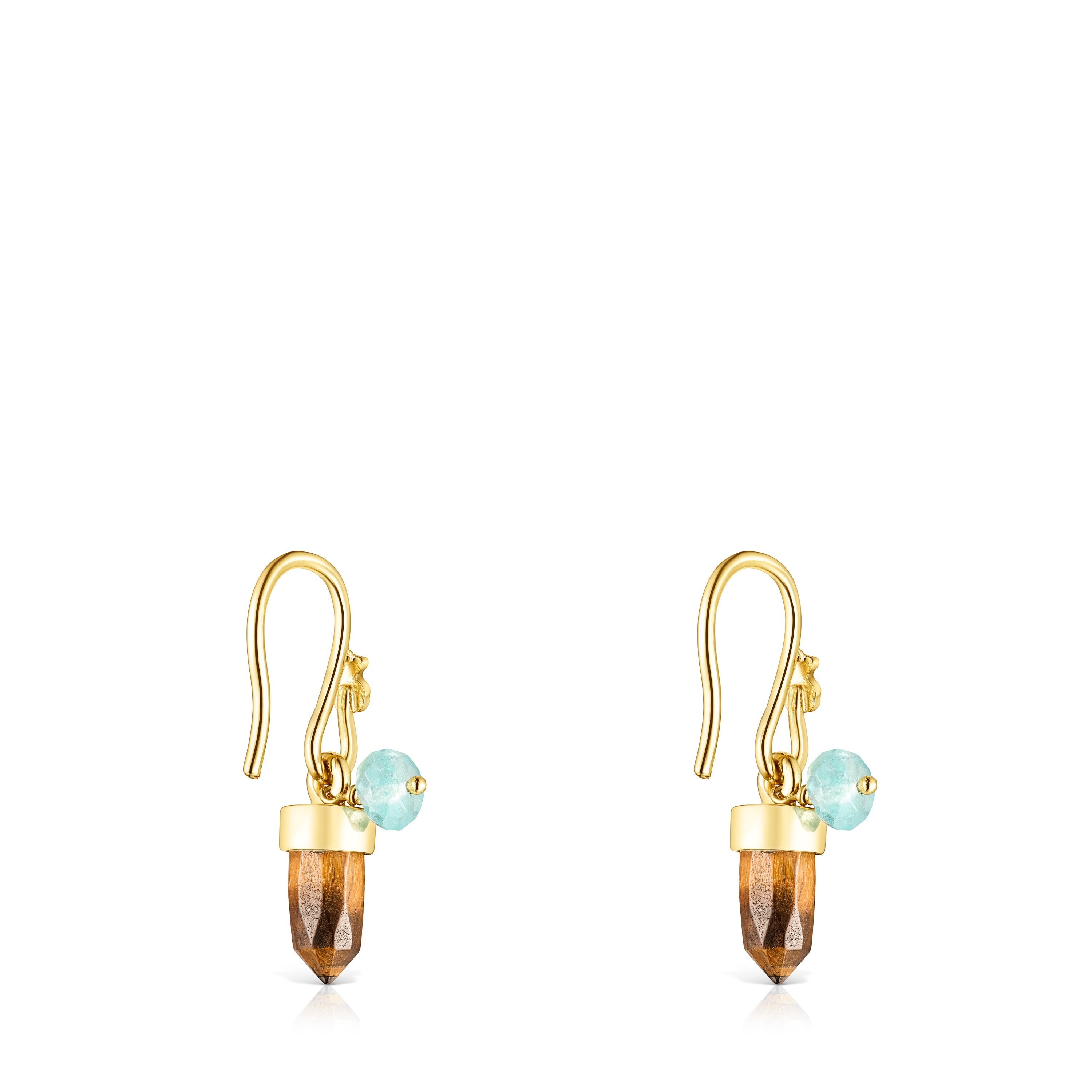 18K gold vermeil TOUS Good Vibes Earrings with Tiger’s eye and Apatite