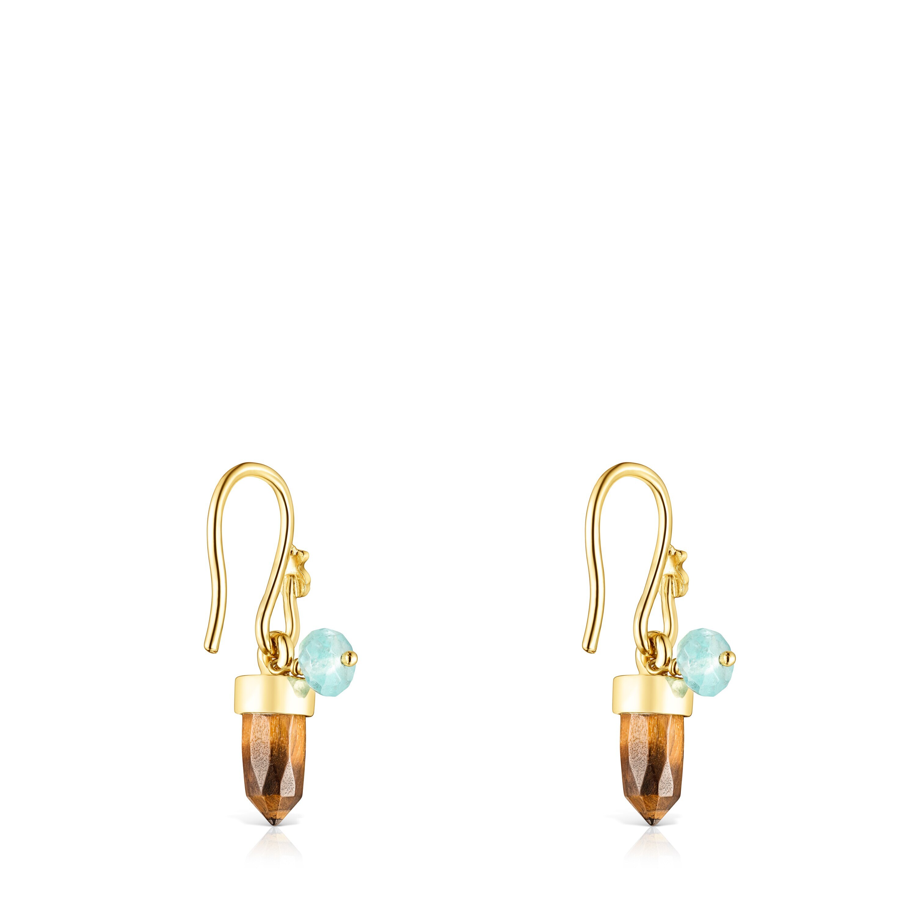 Silver Vermeil TOUS Good Vibes Earrings with Tiger’s eye and Apatite