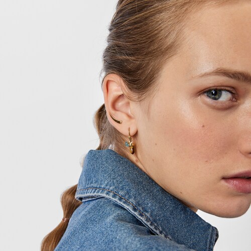 Boucles d&rsquo;oreilles TOUS Good Vibes en Argent Vermeil, &OElig;il-de-tigre et Apatite