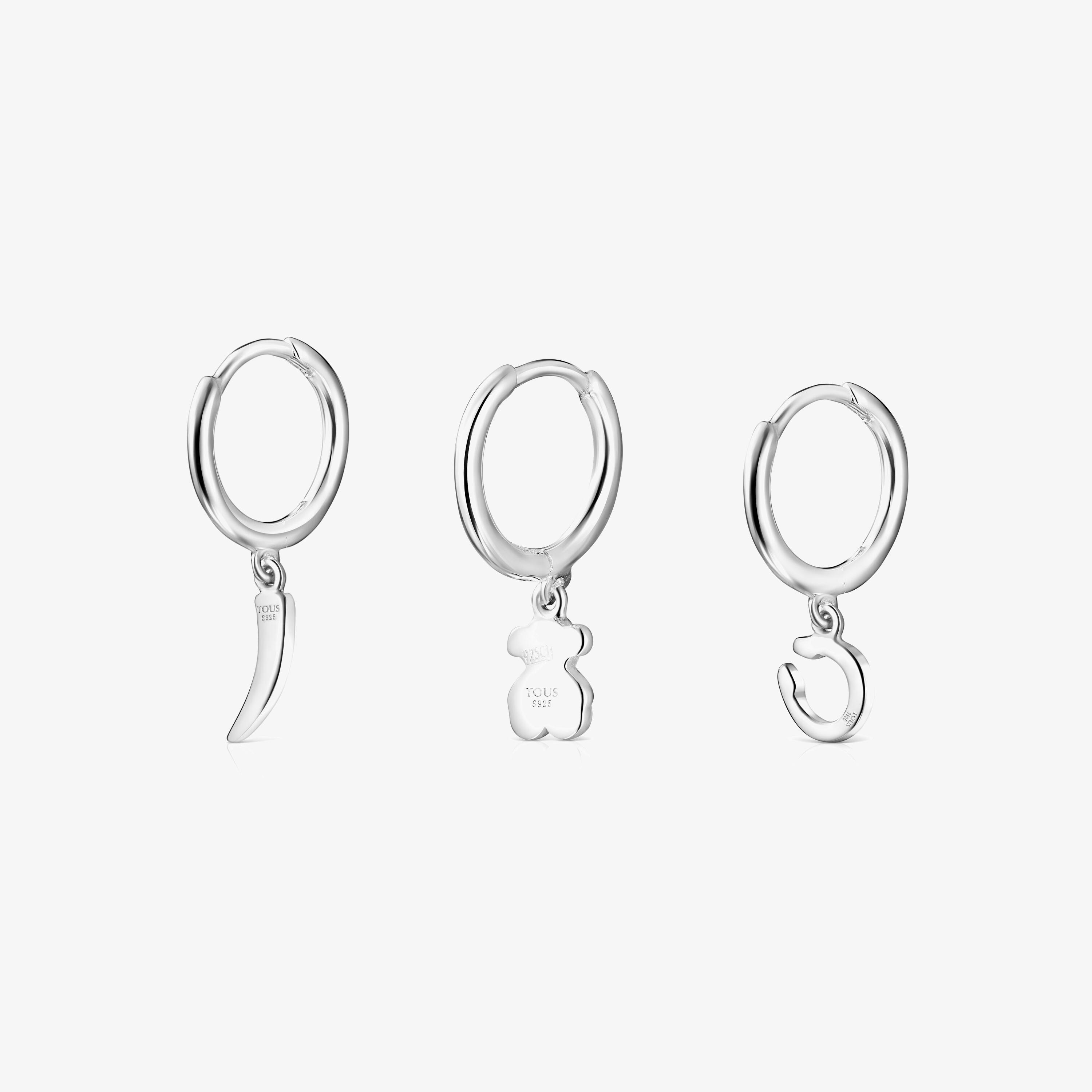 Silver TOUS Good Vibes Hooped earring Set