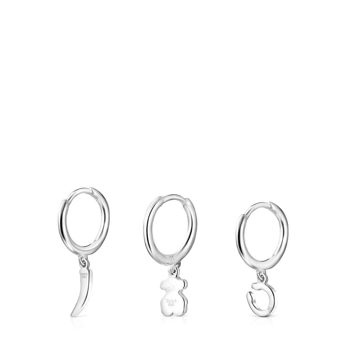 Silver TOUS Good Vibes Hooped earring Set