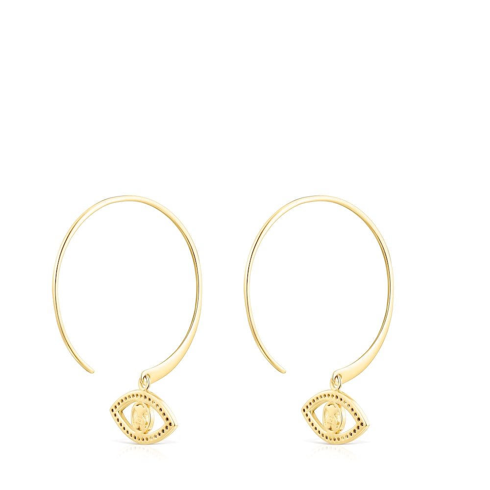 Brincos curtos TOUS Good Vibes olho em Prata Vermeil e Espin&eacute;lios