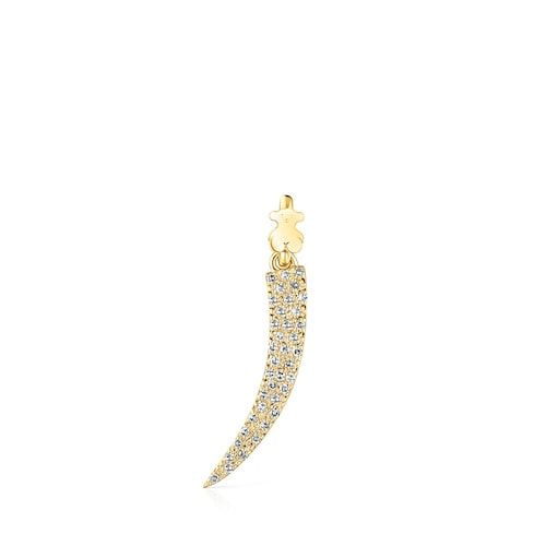Gold TOUS Good Vibes cornucopia Pendant with Diamonds