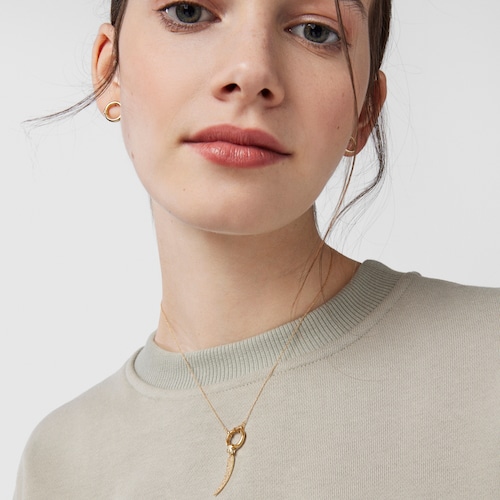 Gold TOUS Good Vibes cornucopia Pendant with Diamonds