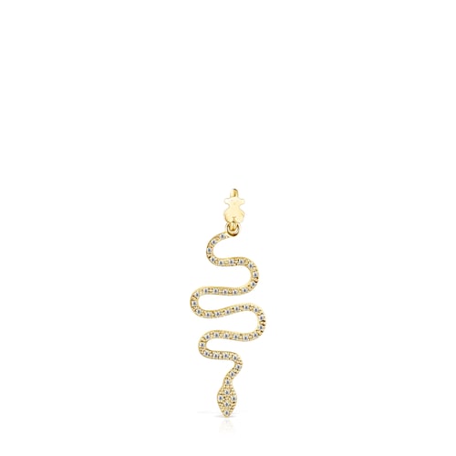 18K Solid Gold TOUS Good Vibes serpent Pendant with Diamonds