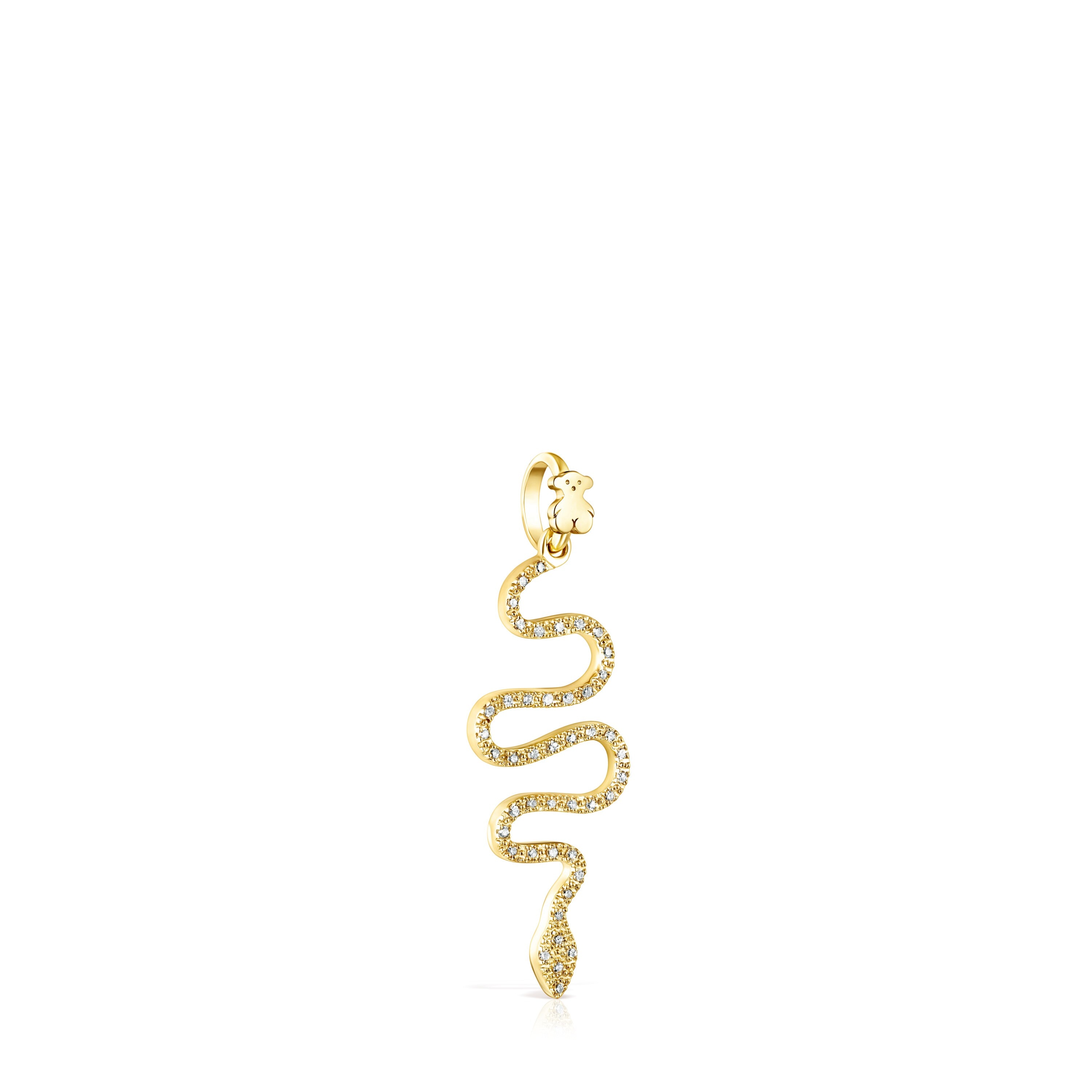 18K Solid Gold TOUS Good Vibes serpent Pendant with Diamonds