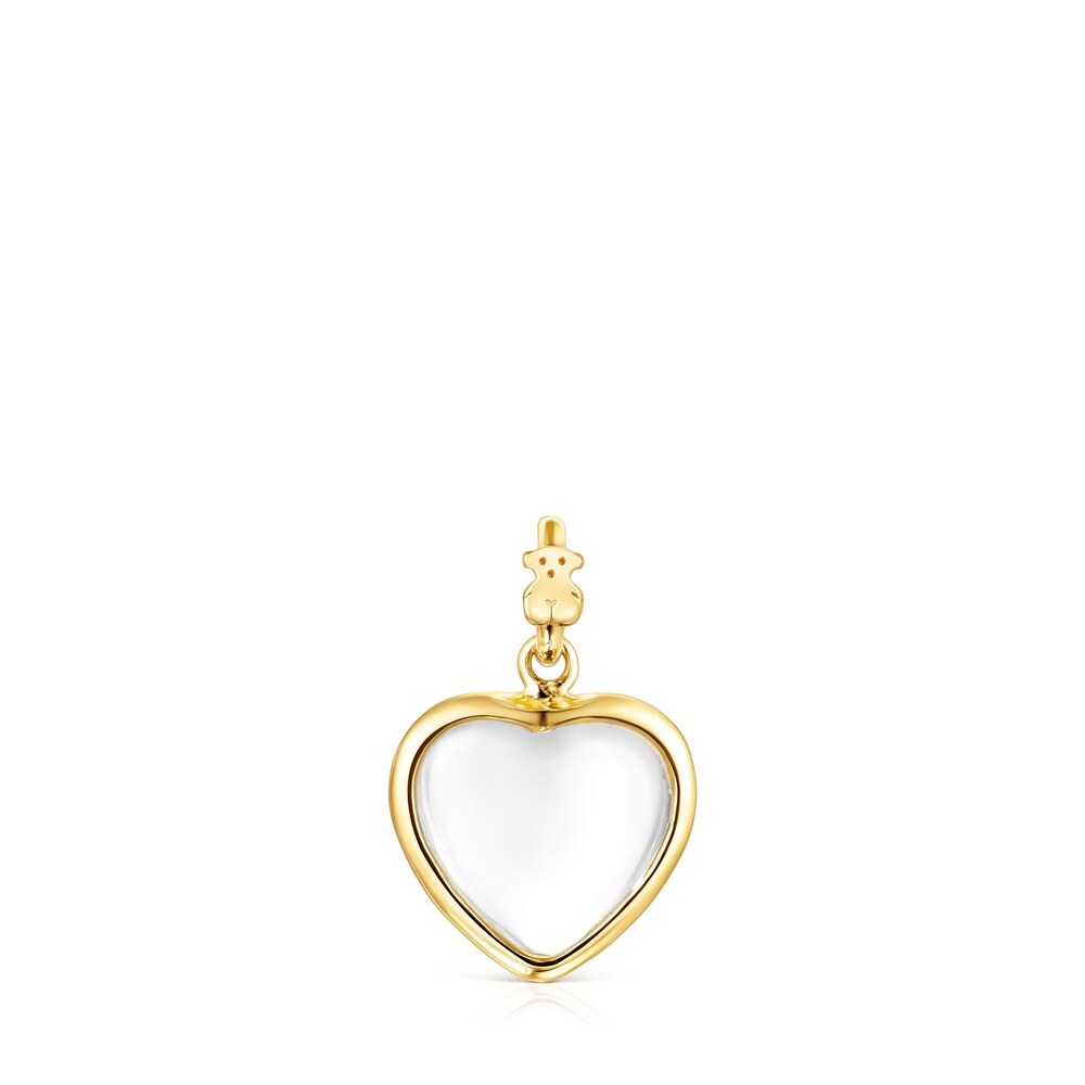 18K gold vermeil TOUS Good Vibes heart Pendant with rock crystal