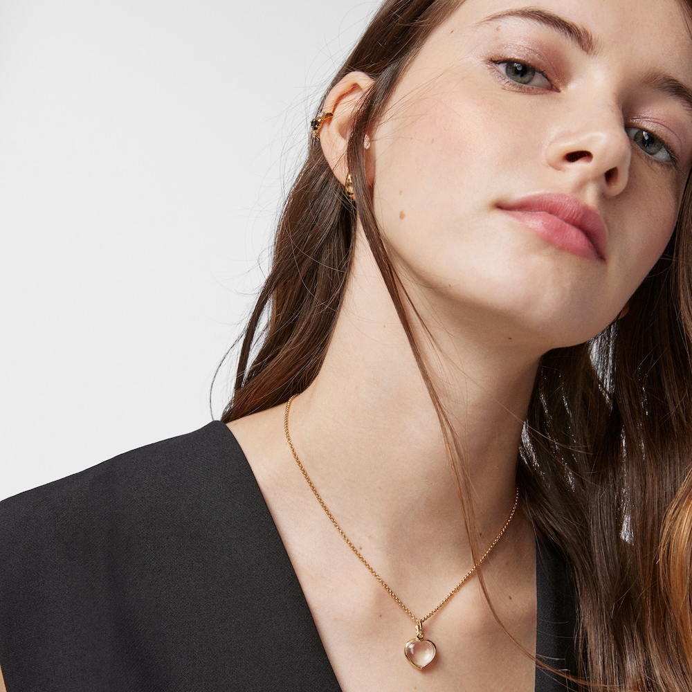 18K gold vermeil TOUS Good Vibes heart Pendant with rock crystal