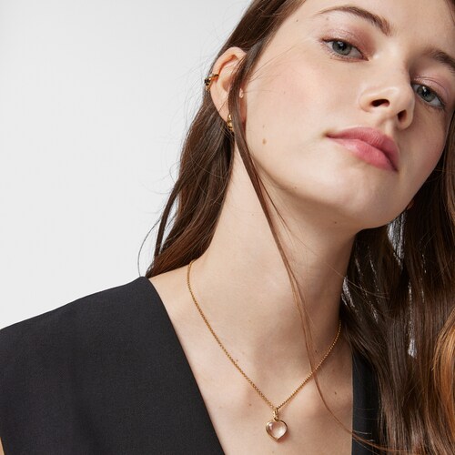 Pendentif TOUS Good Vibes c&oelig;ur en Argent Vermeil et cristal de roche