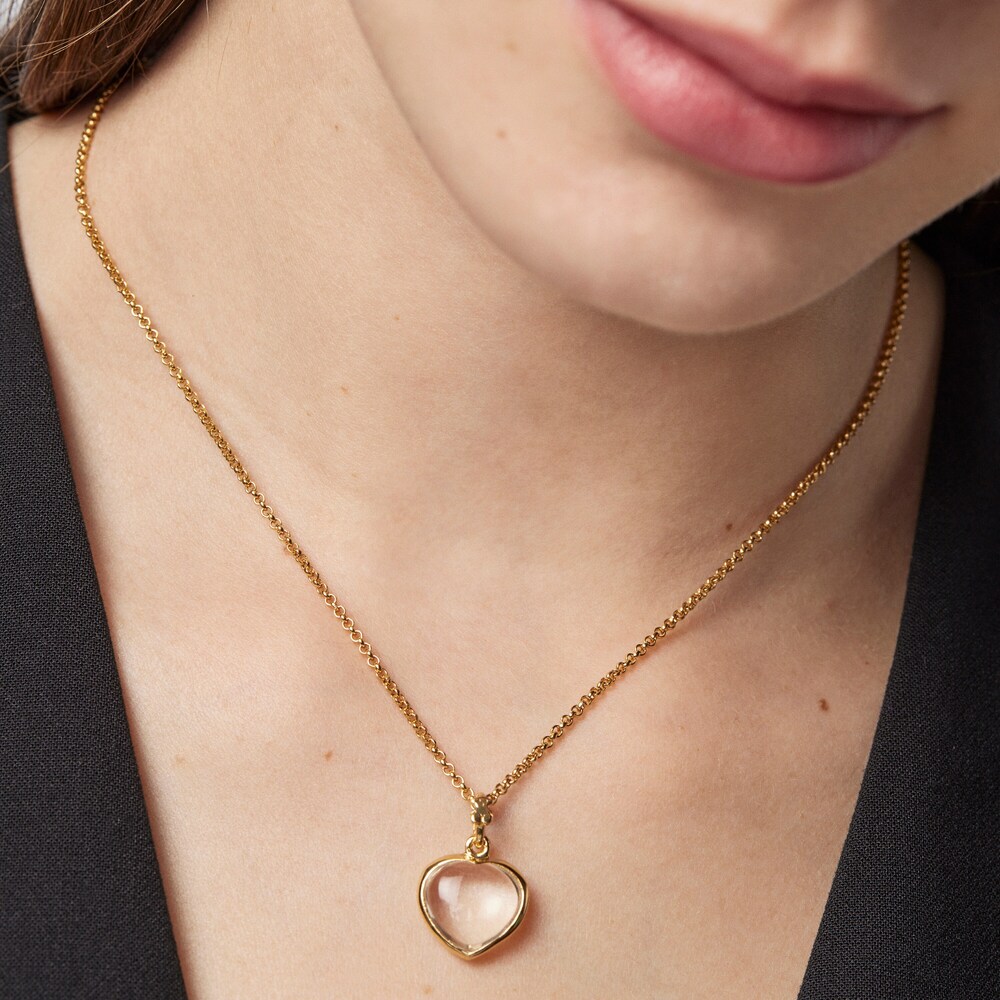 18K gold vermeil TOUS Good Vibes heart Pendant with rock crystal