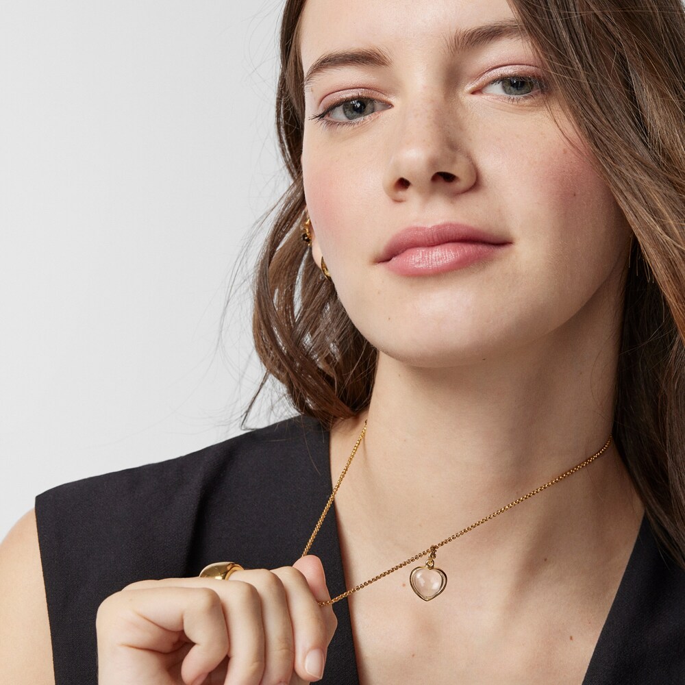 18K gold vermeil TOUS Good Vibes heart Pendant with rock crystal