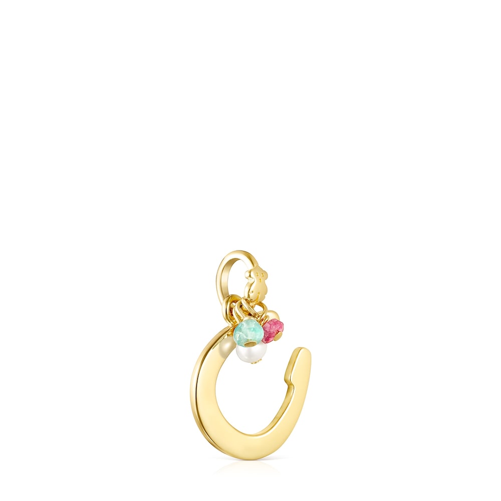 Colgante herradura con baño de oro 18 kt sobre plata y gemas multicolor TOUS Good Vibes image number 1