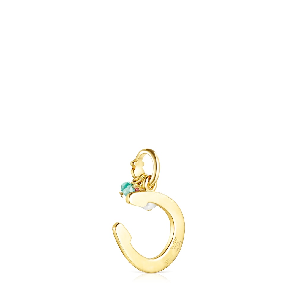 Colgante herradura con baño de oro 18 kt sobre plata y gemas multicolor TOUS Good Vibes image number 2