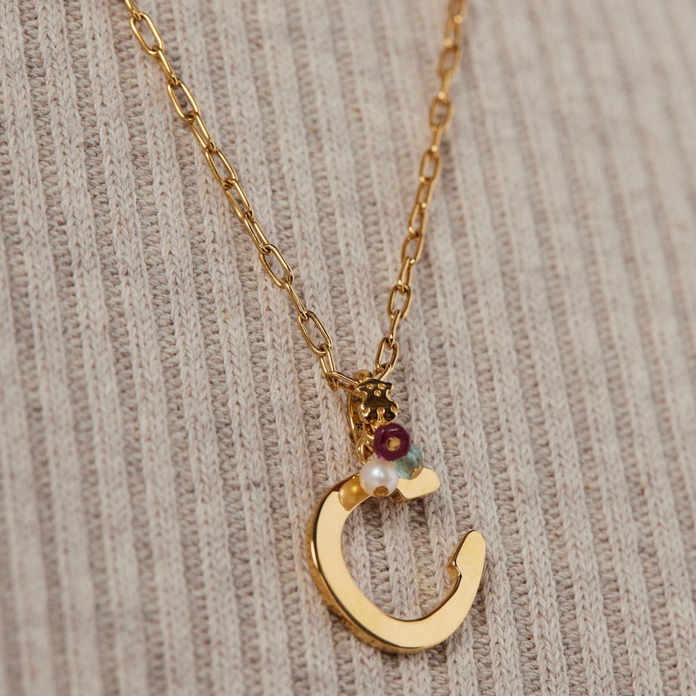 Colgante herradura con baño de oro 18 kt sobre plata y gemas multicolor TOUS Good Vibes image number 5