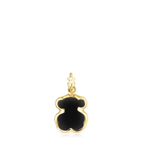 Silver Vermeil TOUS Good Vibes bear Pendant with Onyx image number 0