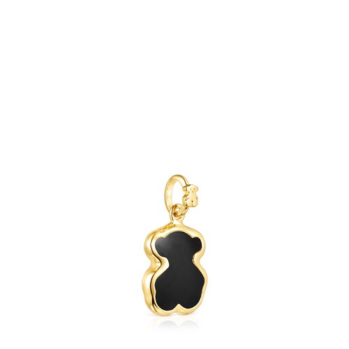 Pendentif TOUS Good Vibes ourson en Argent Vermeil et Onyx