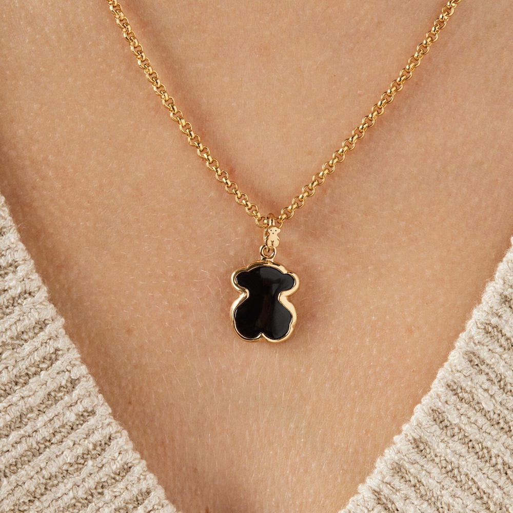 18K gold vermeil TOUS Good Vibes bear Pendant with Onyx