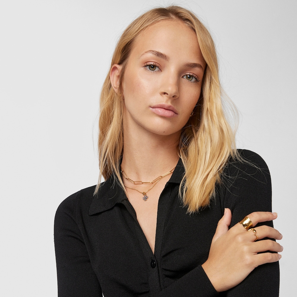 Colgante tr&eacute;bol con ba&ntilde;o de oro 18 kt sobre plata y gemas TOUS Good Vibes