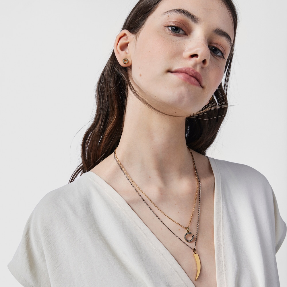 Colgante herradura con ba&ntilde;o de oro 18 kt sobre plata y diamantes TOUS Good Vibes