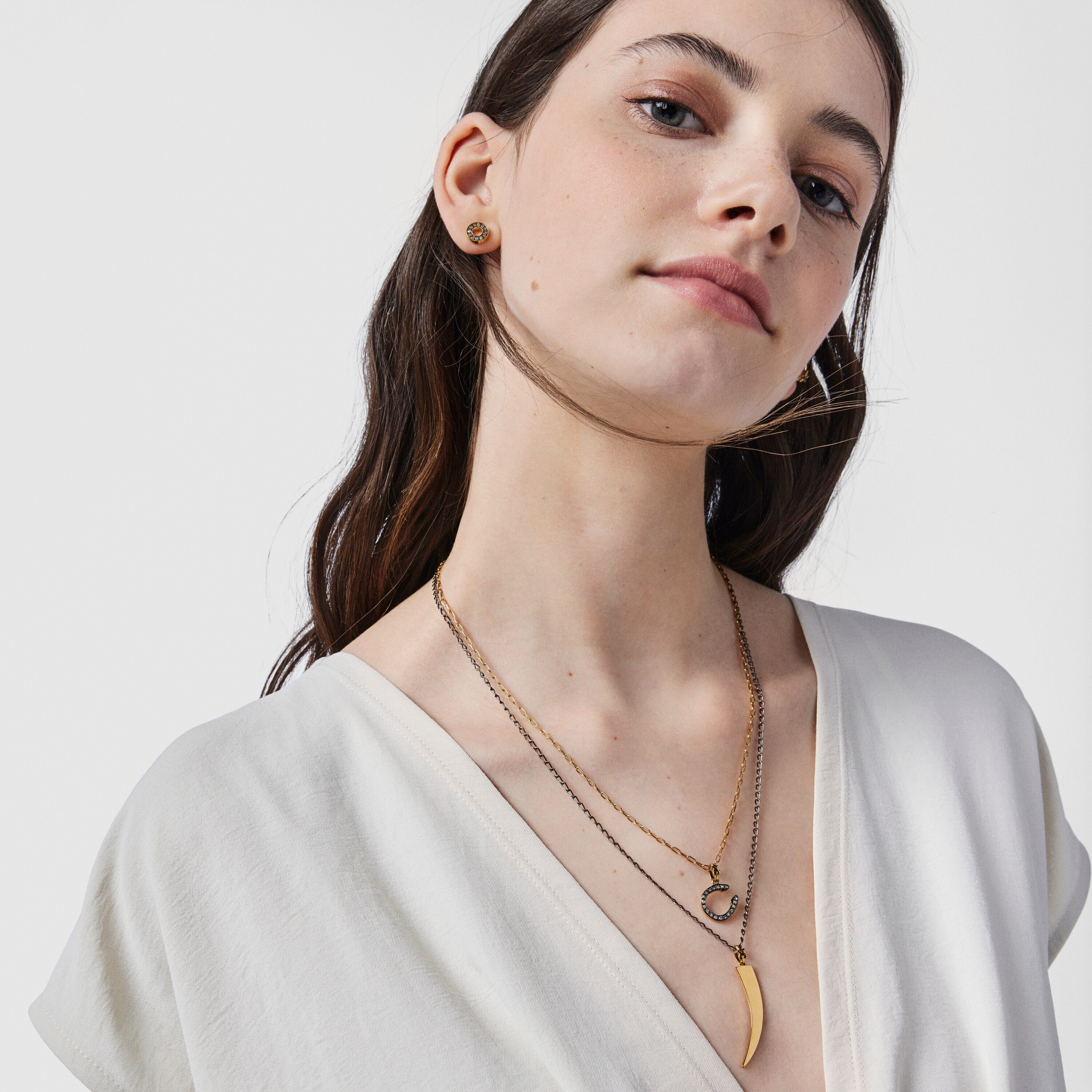 Silver Vermeil TOUS Good Vibes horseshoe Pendant with Diamonds