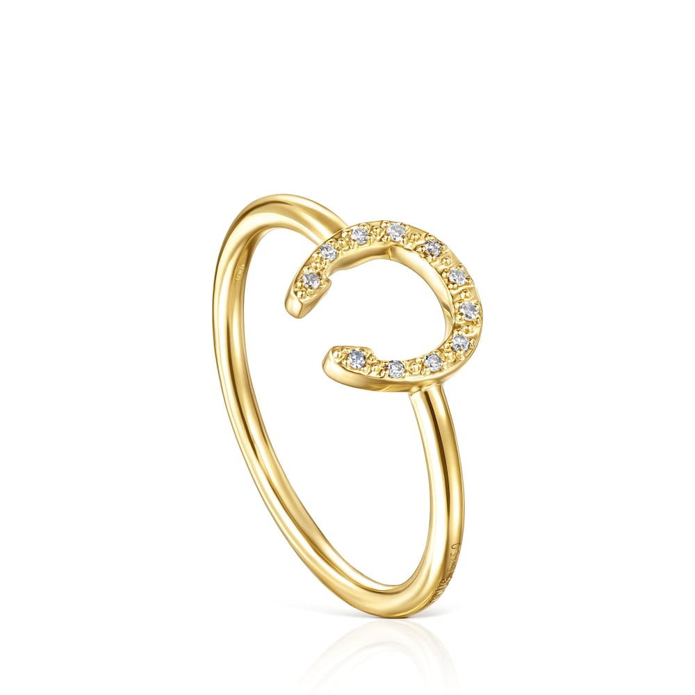 Anillo TOUS Good Vibes herradura de oro y diamantes image number 0