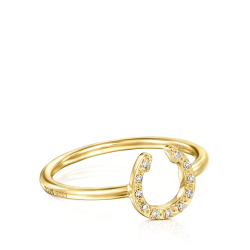 Gold TOUS Good Vibes horseshoe Ring with Diamonds