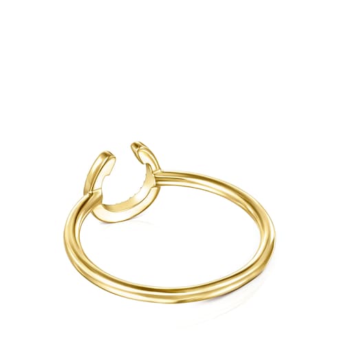 Gold TOUS Good Vibes horseshoe Ring with Diamonds