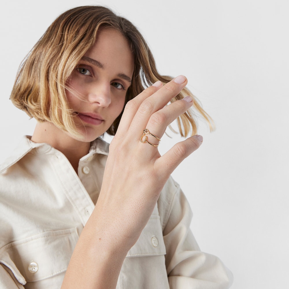 Anillo TOUS Good Vibes herradura de oro y diamantes