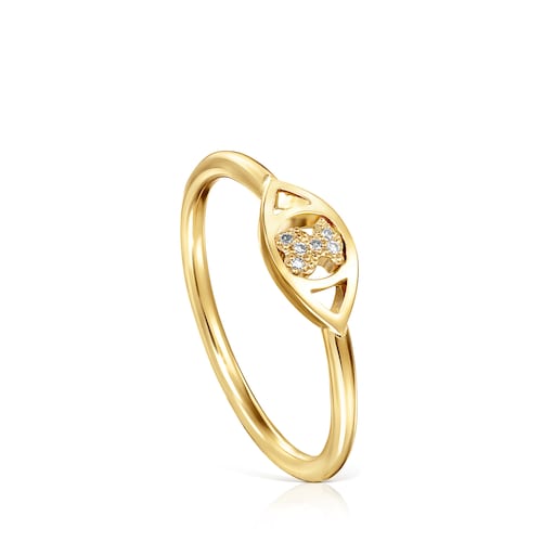Anel TOUS Good Vibes olho em Ouro e Diamantes image number 0