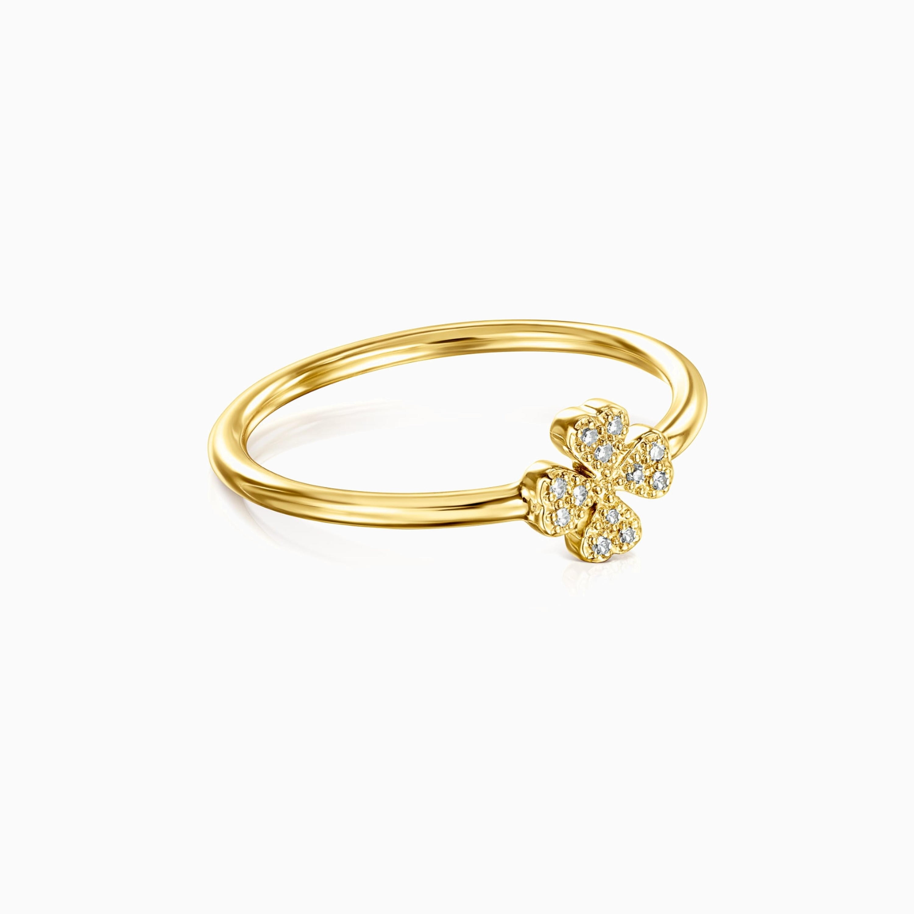 18K solid gold TOUS Good Vibes clover Ring with Diamonds