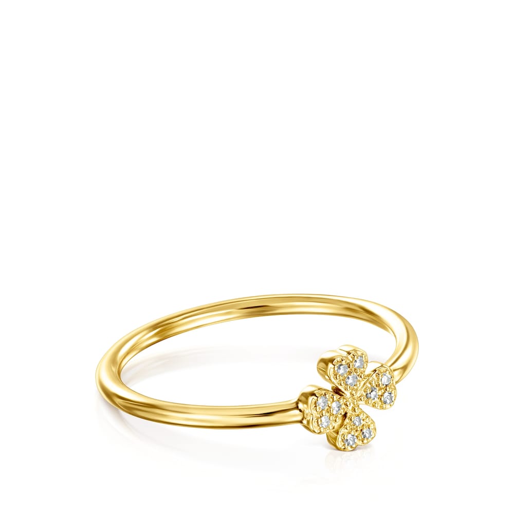 Anillo de oro y diamantes motivo trébol TOUS Good Vibes image number 1