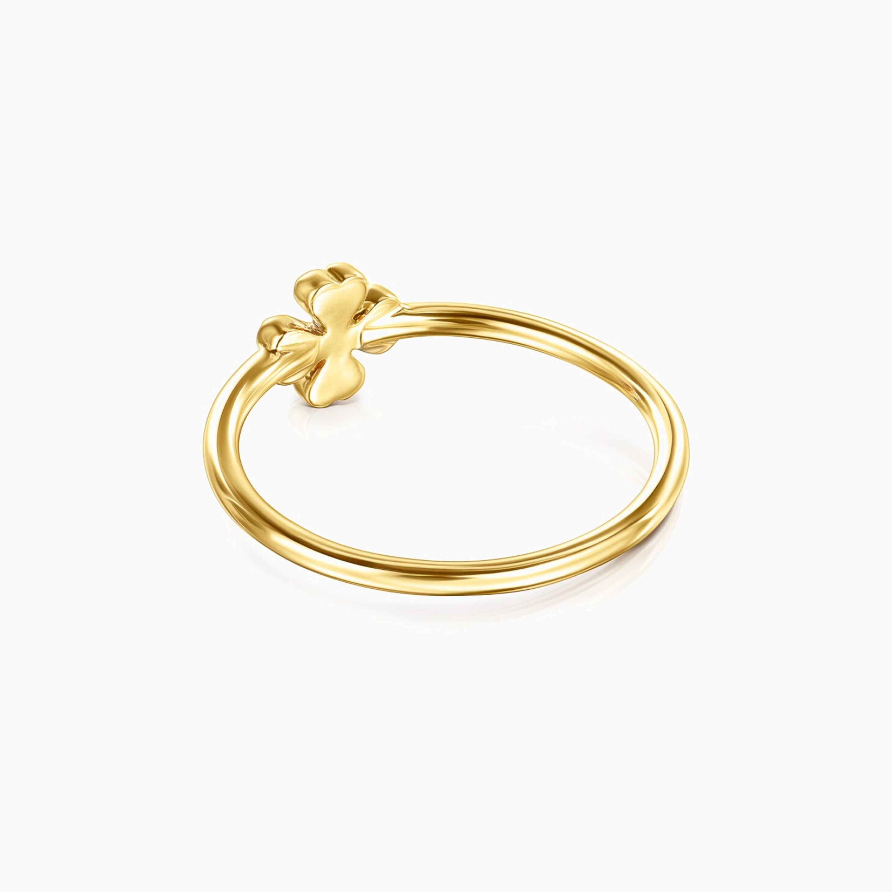 18K solid gold TOUS Good Vibes clover Ring with Diamonds