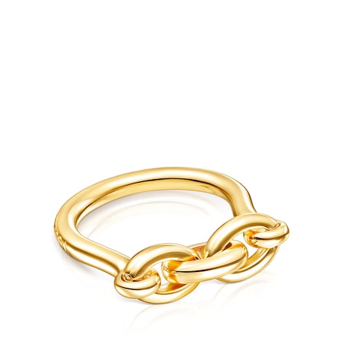 Silver Vermeil TOUS Good Vibes Ring chain shape