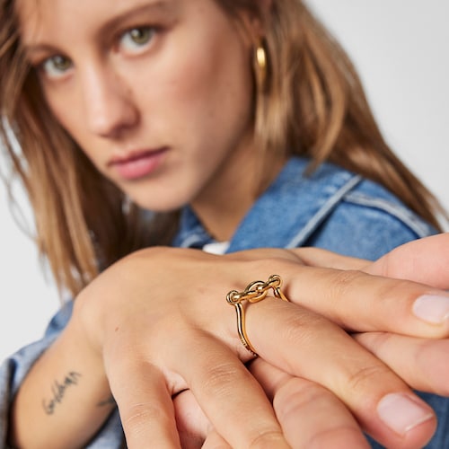 Silver Vermeil TOUS Good Vibes Ring chain shape