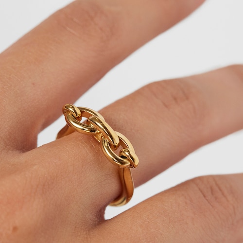 Silver Vermeil TOUS Good Vibes Ring chain shape