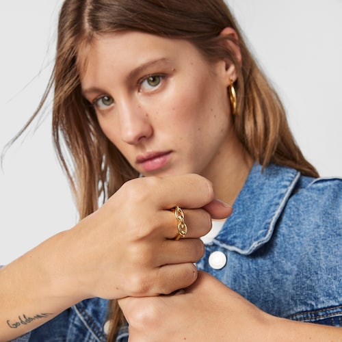 Silver Vermeil TOUS Good Vibes Ring chain shape