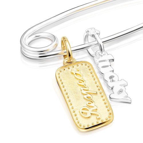 Silver and Silver Vermeil TOUS Good Vibes safety pin - pendants with Aventurine