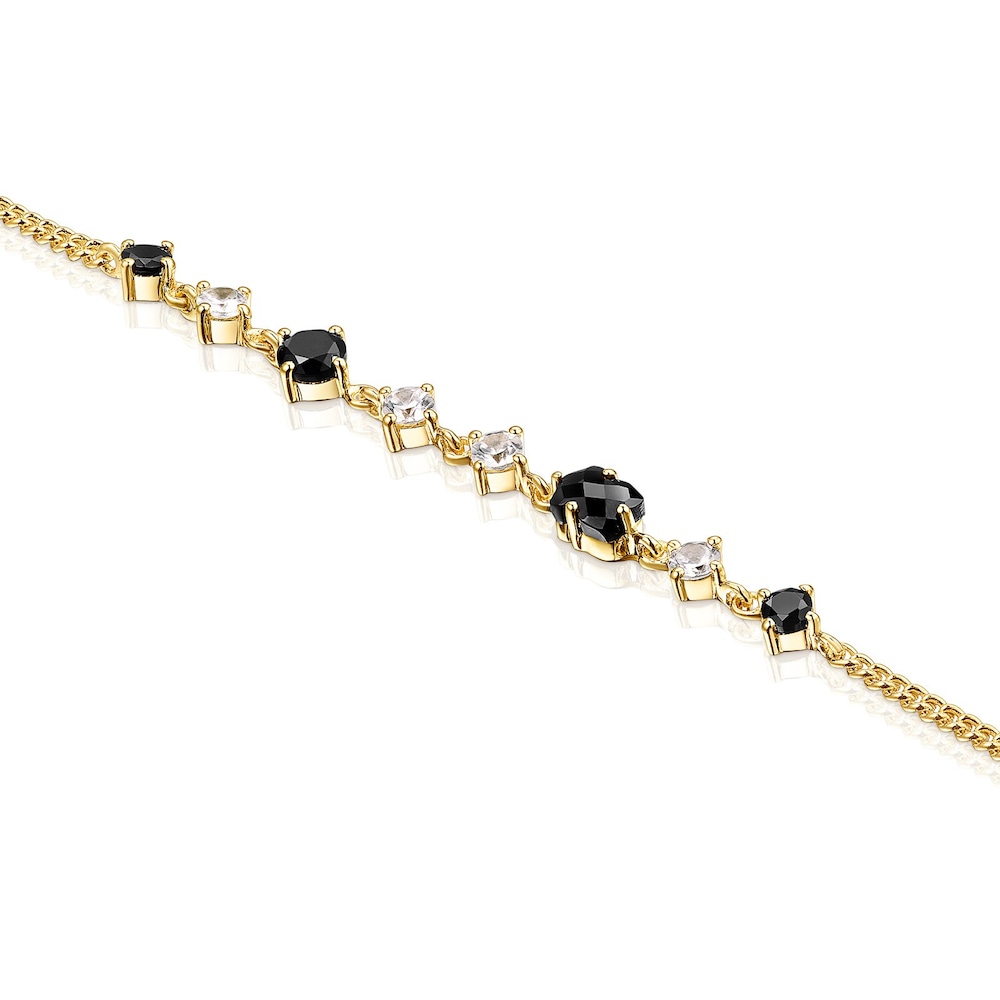 Pulsera Glaring con ba&ntilde;o de oro 18 kt sobre plata con &oacute;nix y zirc&oacute;n