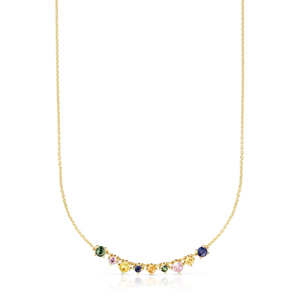 Silver Vermeil Glaring Necklace with multicolored Sapphires
