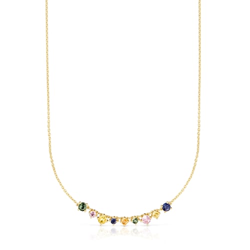 Collar con baño de oro 18 kt sobre plata y zafiros multicolor Glaring