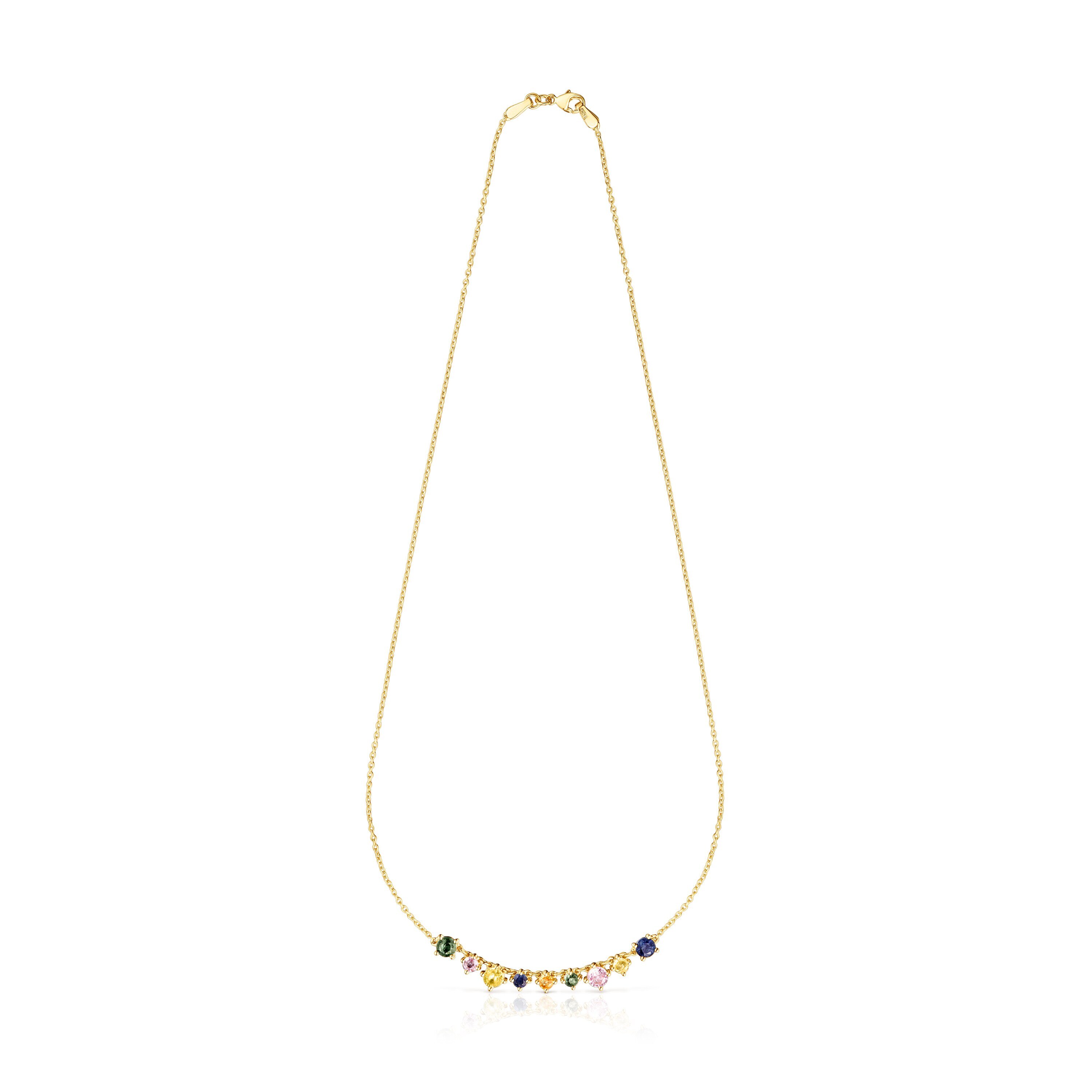 Silver Vermeil Glaring Necklace with multicolored Sapphires