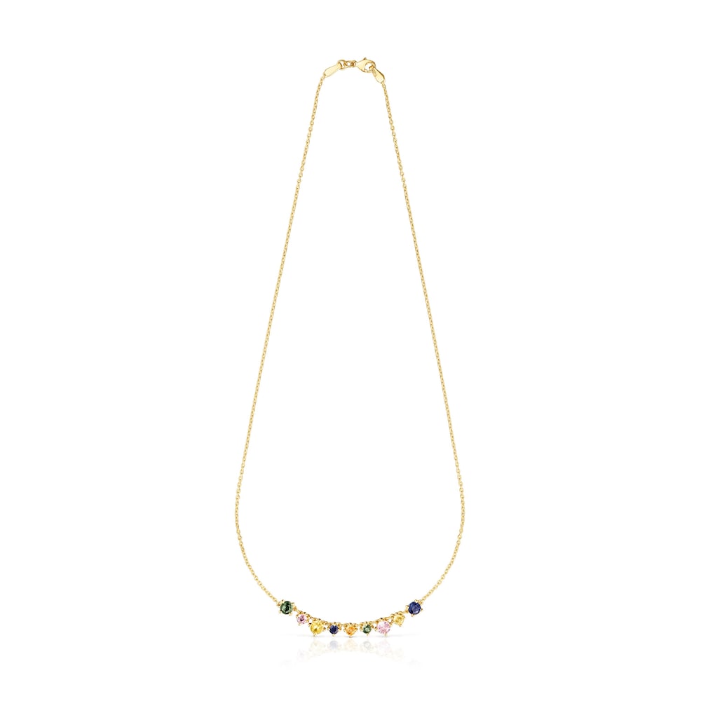 Silver Vermeil Glaring Necklace with multicolored Sapphires