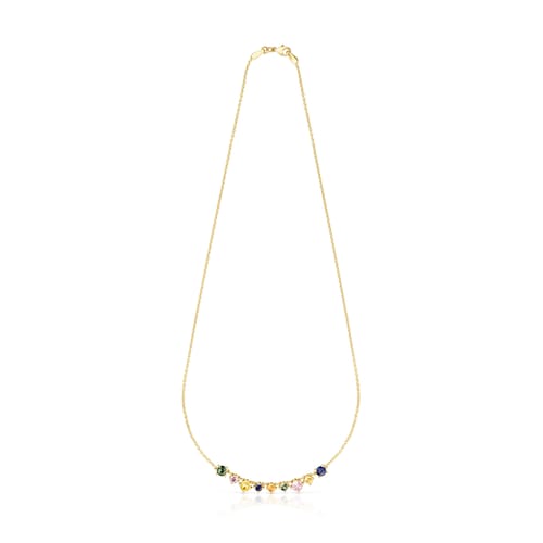 Collar con baño de oro 18 kt sobre plata y zafiros multicolor Glaring