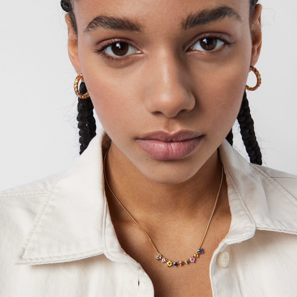 18K gold vermeil Glaring Necklace with multicolored Sapphires