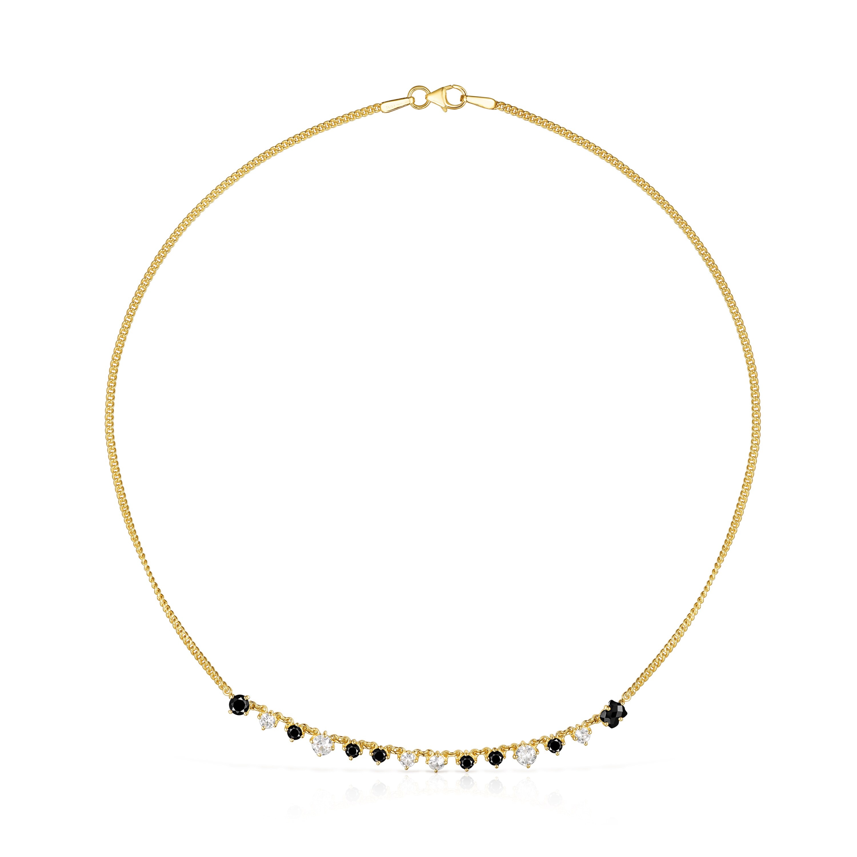 18K gold vermeil Glaring Necklace with Onyx and Zirconia