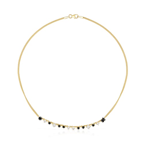 18K gold vermeil Glaring Necklace with Onyx and Zirconia