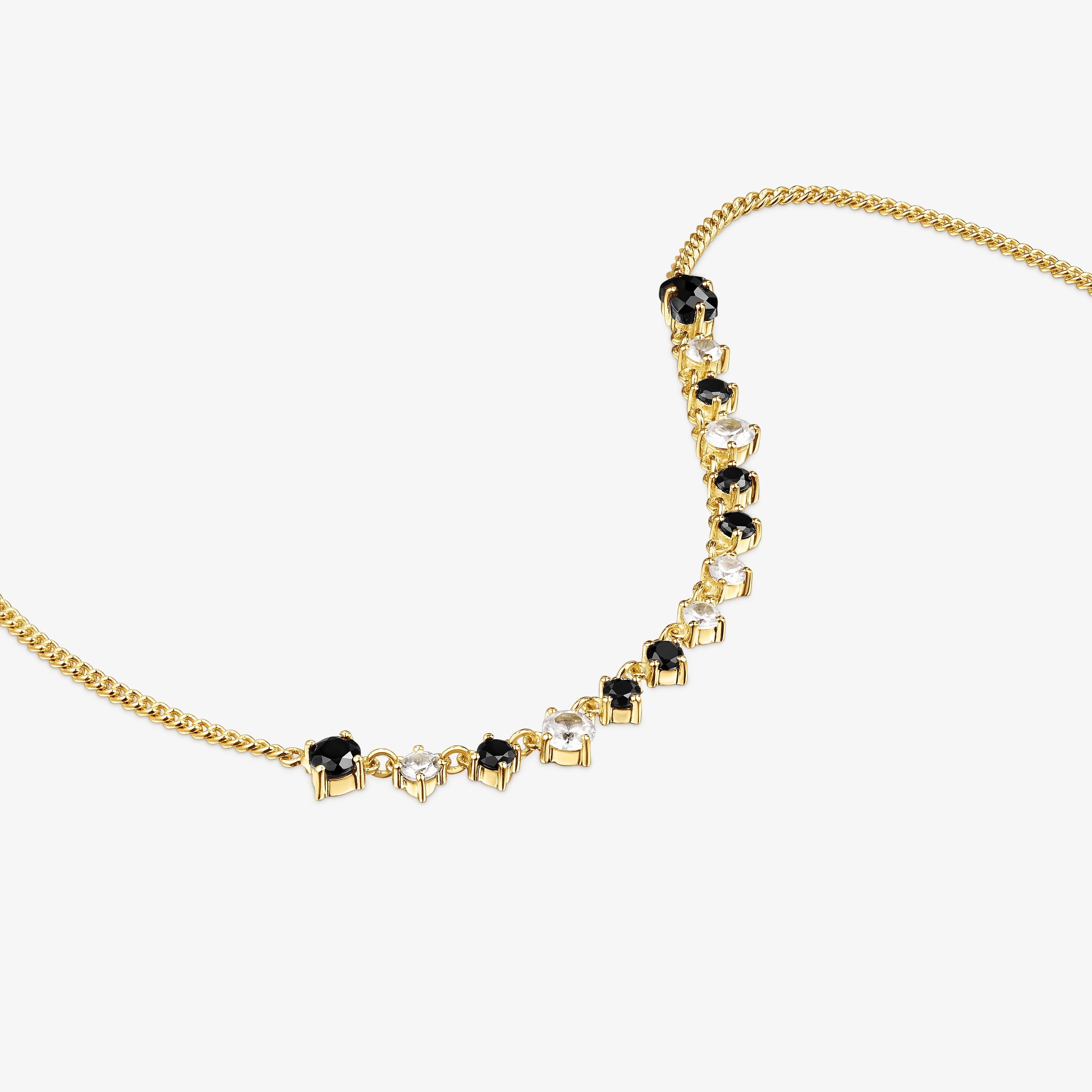 18K gold vermeil Glaring Necklace with Onyx and Zirconia