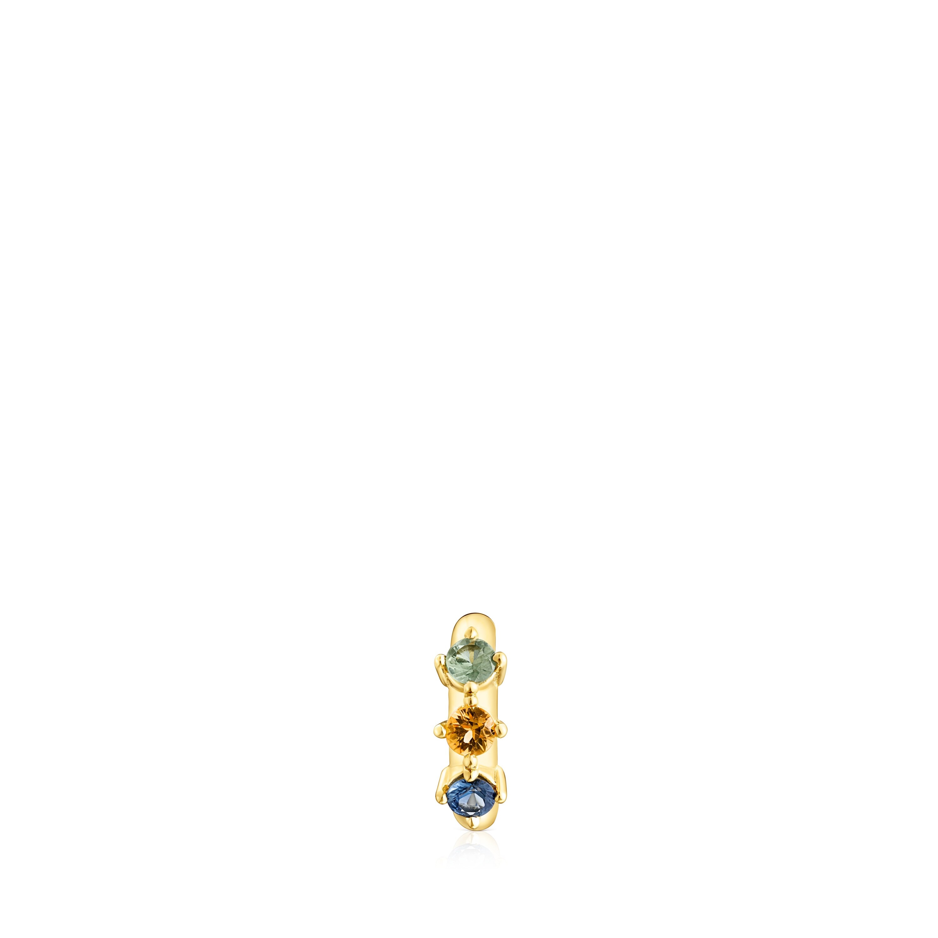 Earcuff con baño de oro 18 kt sobre plata y zafiros multicolor Glaring